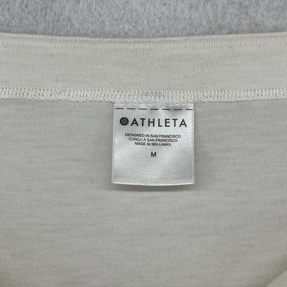 ATHLETA Top M Oversized Cropped Boat Neck Long Sleeve Cinched Off White - Picture 4 of 12